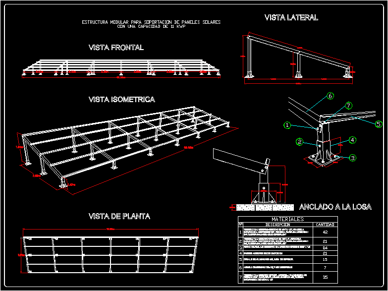 Estructura modular para paneles solares 11 kwp
